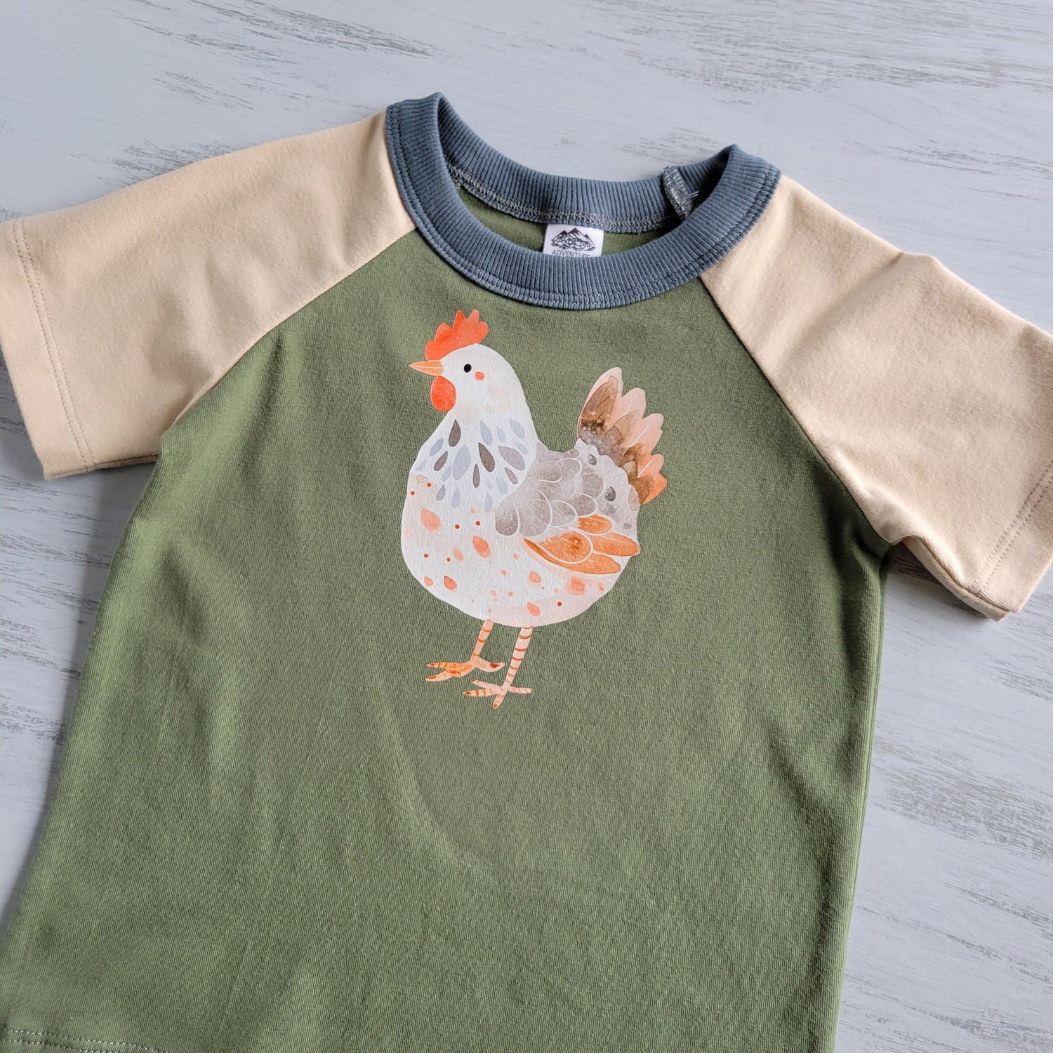 Green - Kids Animals Tshirt - Organic American made Cotton
