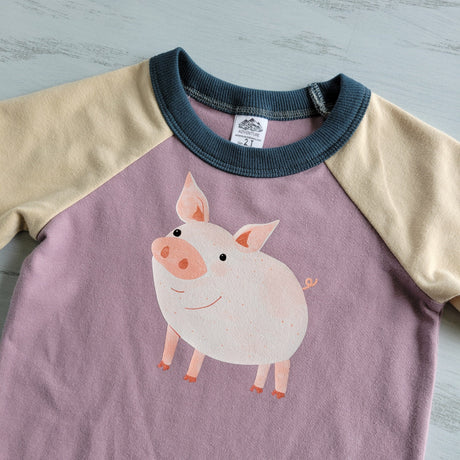 Purple - Kids Animals Tshirt - Organic American made Cotton