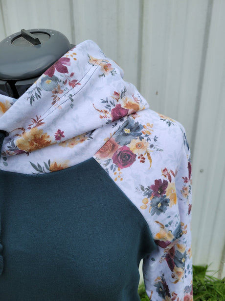 Women's Blue Fall Floral Hoodie