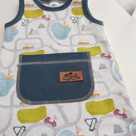 Baby/Toddler Tank Romper - Road Map