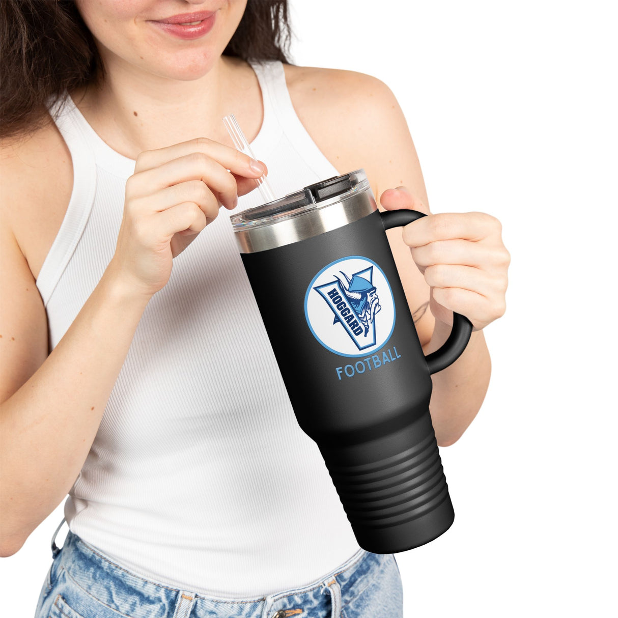 Hoggard Vikings Football 40oz Insulated Stainless Steel Tumbler
