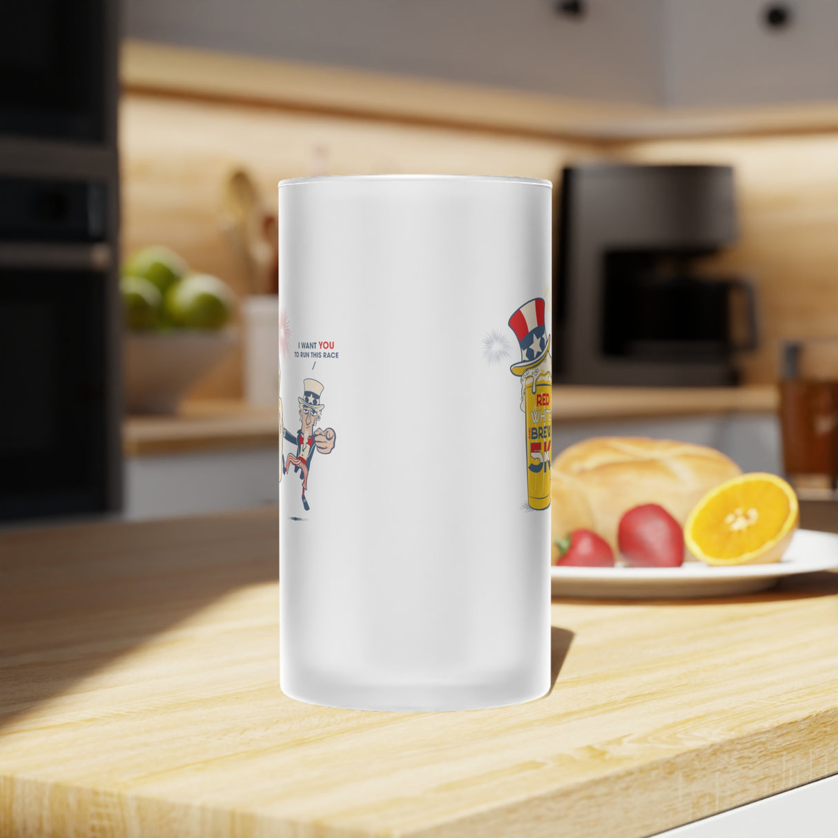 Red White & Brew 5K Frosted Glass Beer Mug - 16 oz