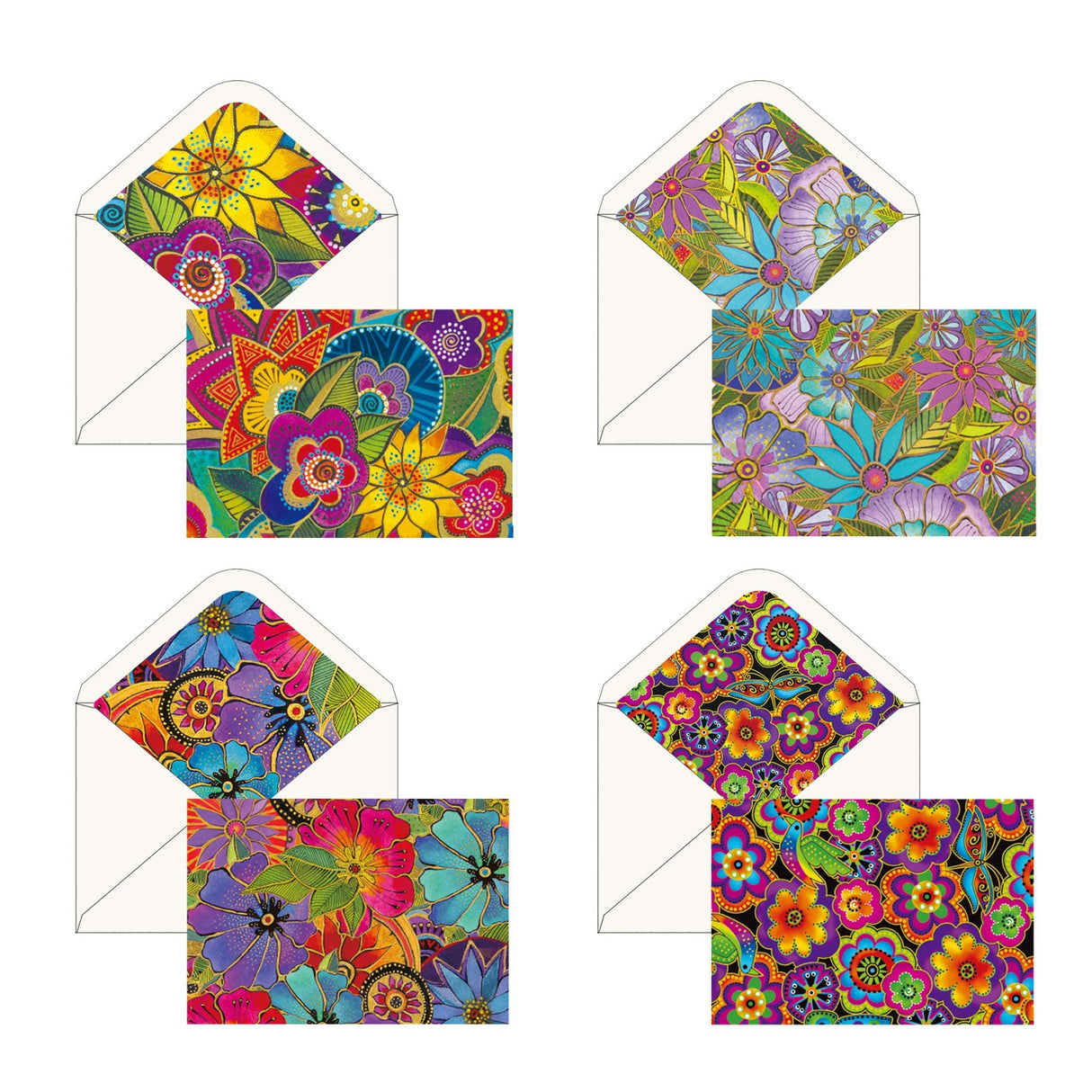 Laurel Burch Florals - Boxed Blank Note Cards – Set of 16 in a Keepsake Gift Box