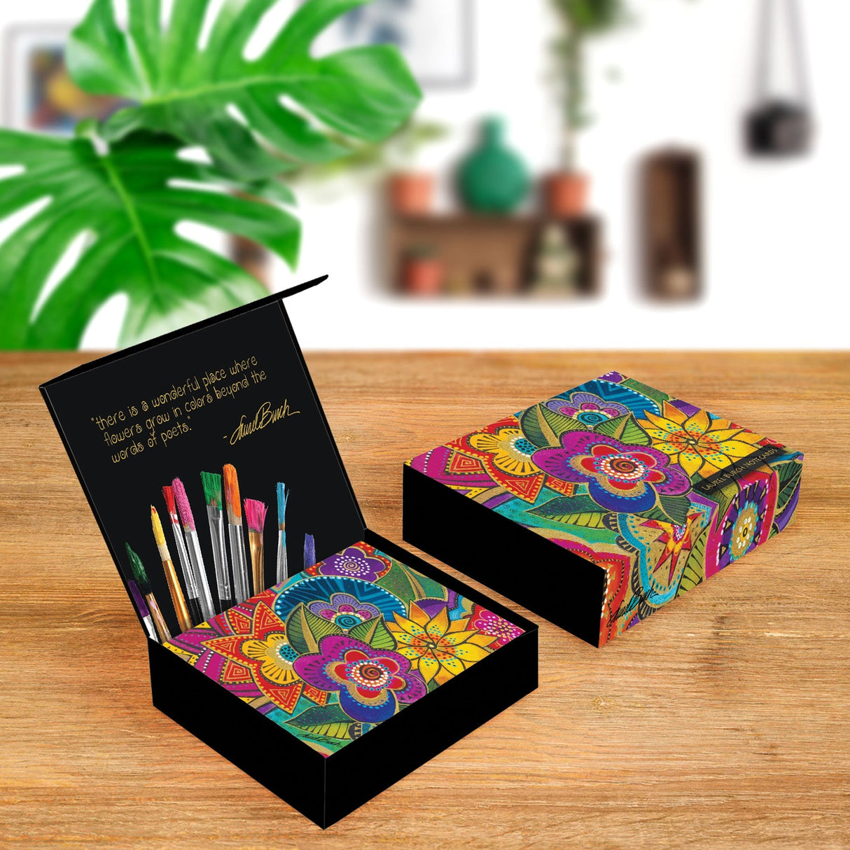 Laurel Burch Florals - Boxed Blank Note Cards – Set of 16 in a Keepsake Gift Box