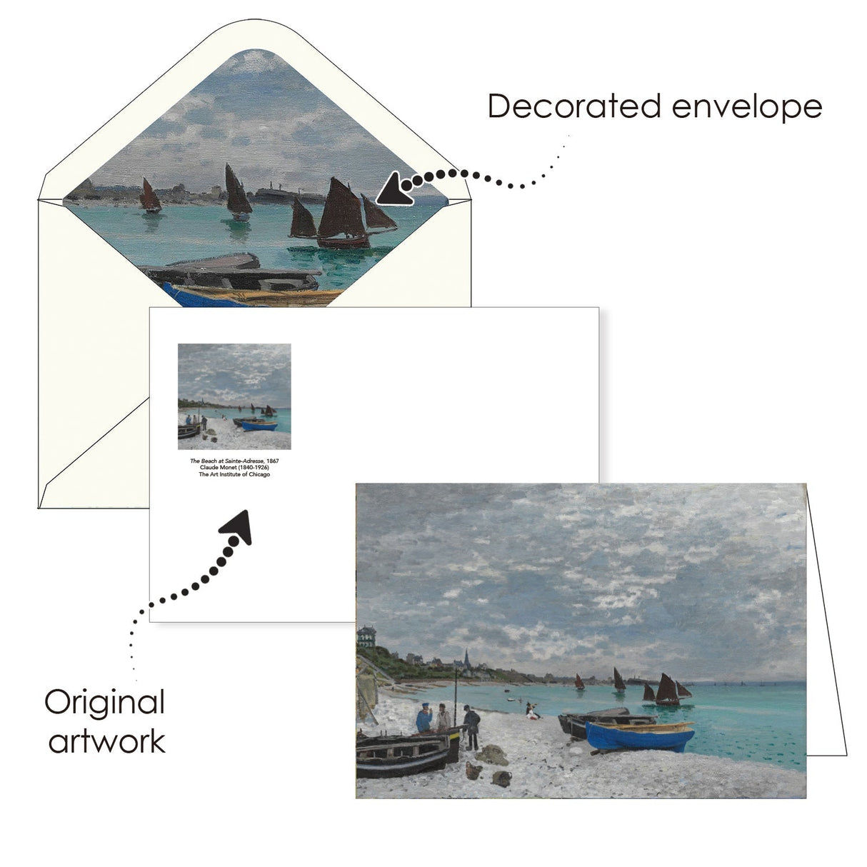 Monet Boats - Boxed Blank Note Cards – Set of 16 in a Keepsake Gift Box