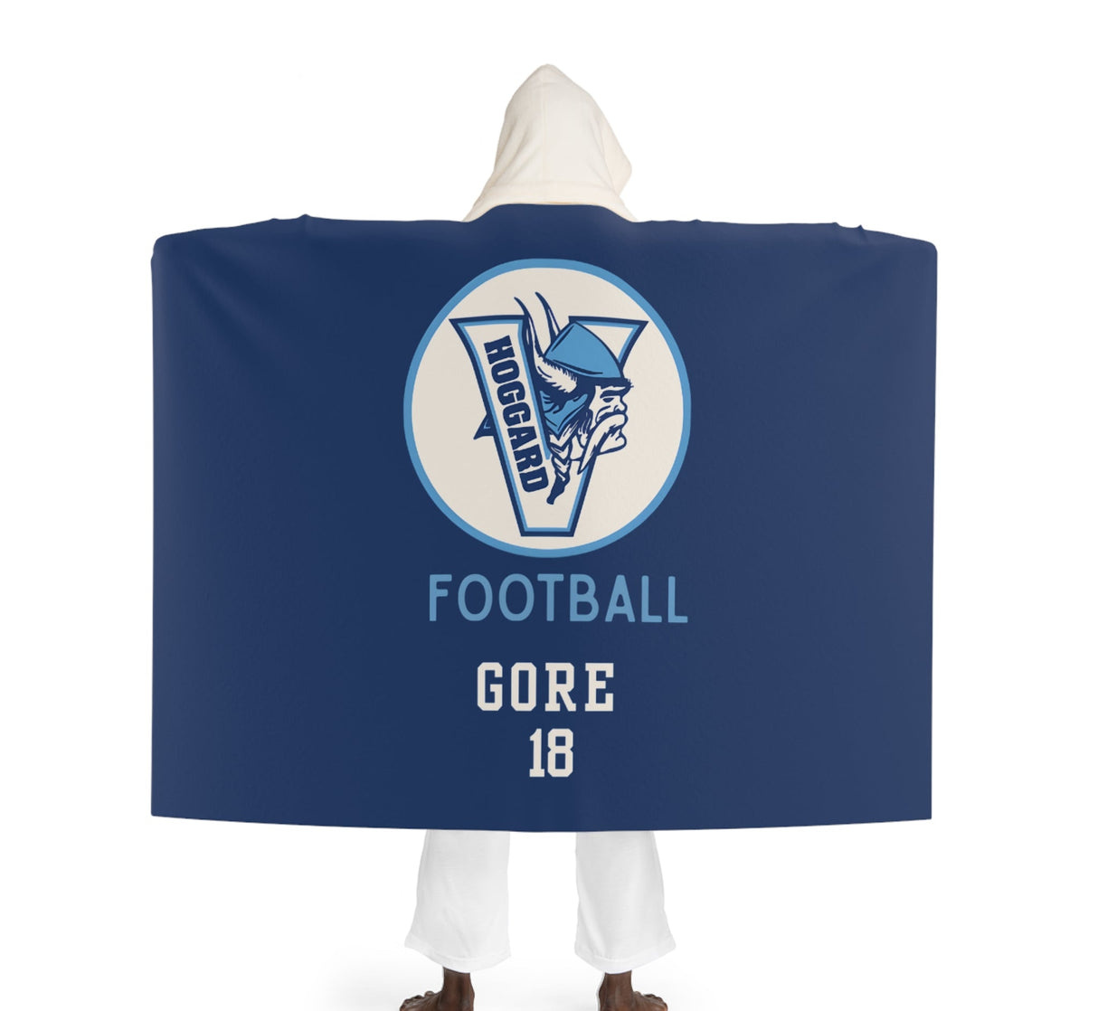 Hoggard Vikings Football Sherpa Hooded Blanket – Custom Name + Team Number