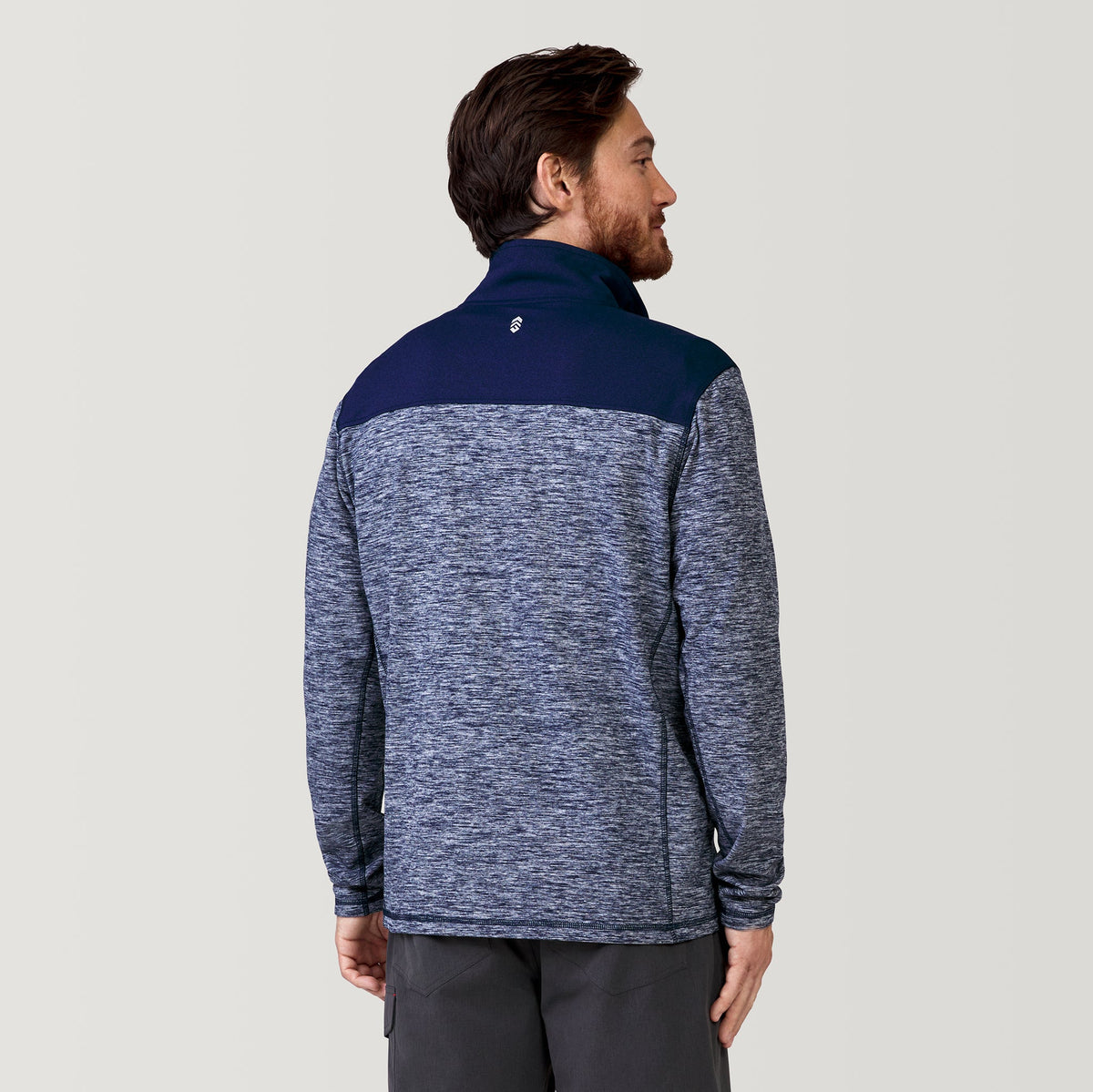 Men's Sueded Spacedye 1/2 Zip Colorblock Mock Neck Shirt