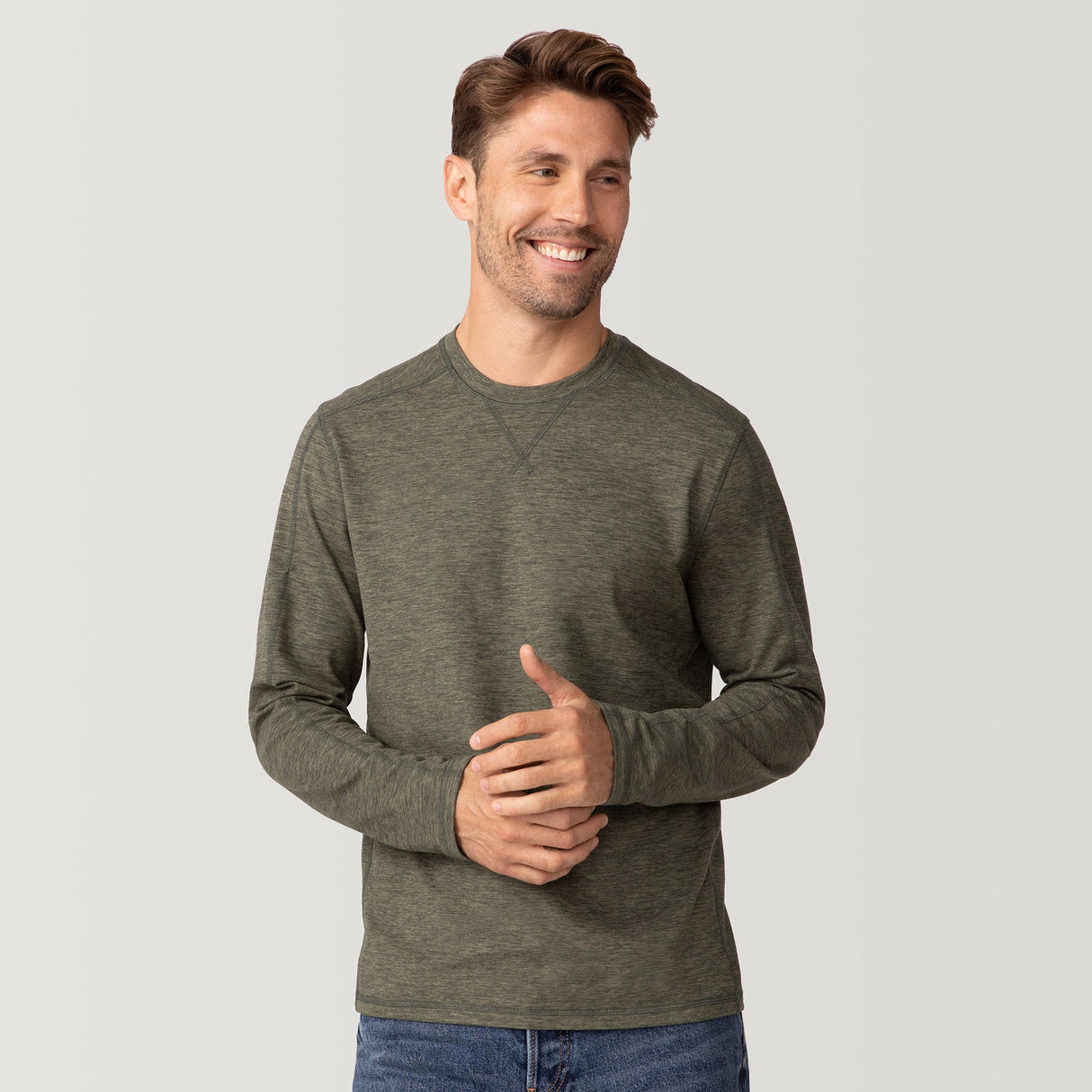 Men's FreeCycle® Sueded Spacedye Long Sleeve Crew Neck