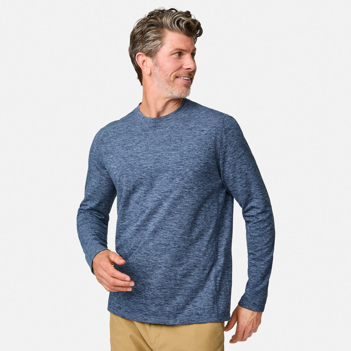 Men's FreeCycle® Sueded Spacedye Long Sleeve Crew Neck