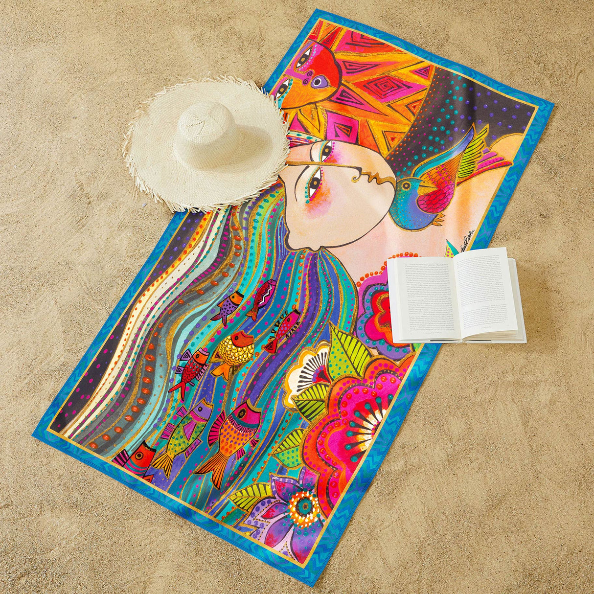 Laurel Burch Mikayla Oversized Beach Towel - Microfiber, Quick-Dry
