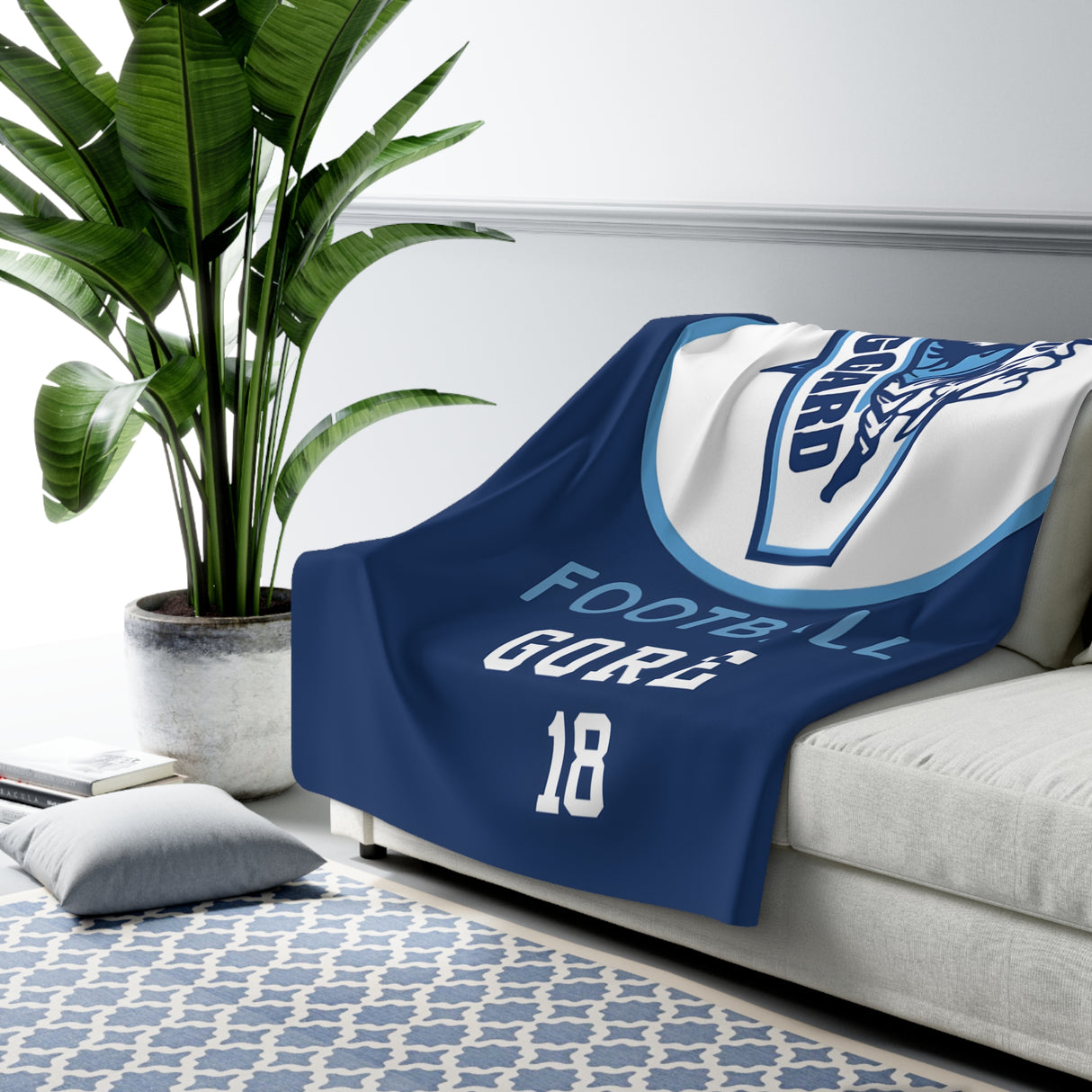 Hoggard Vikings Football Sherpa Blanket — Custom Name + Team Number