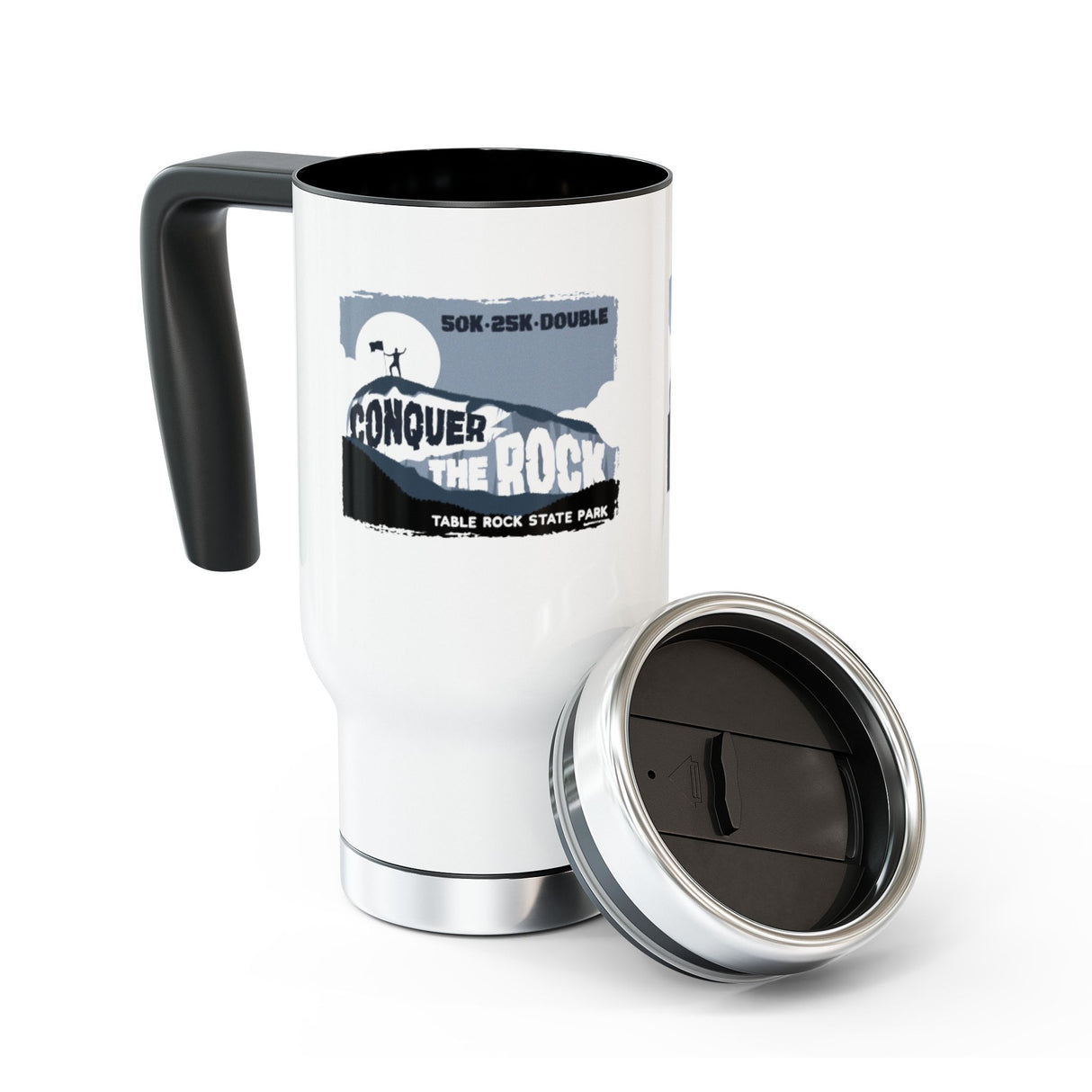 Conquer the Rock Stainless Steel Travel Mug - 14 oz with Handle