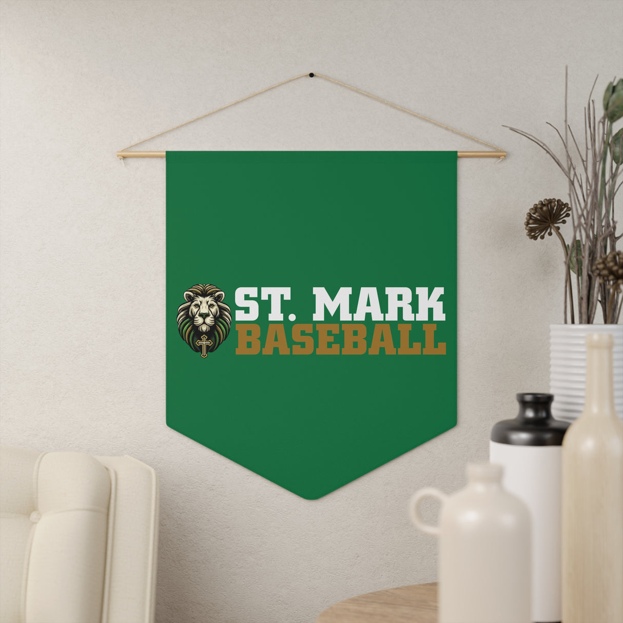 St. Mark Catholic Baseball Pennant Banner