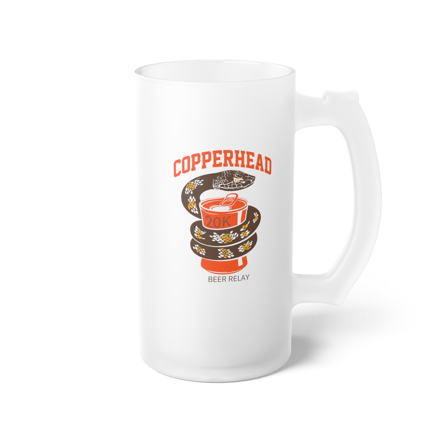 Copperhead Beer Relay Frosted Glass Beer Mug - 16 oz