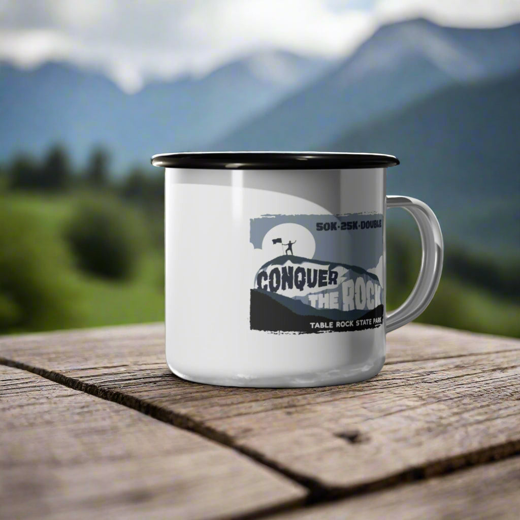 Conquer the Rock Enamel Camping Mug - 12 oz