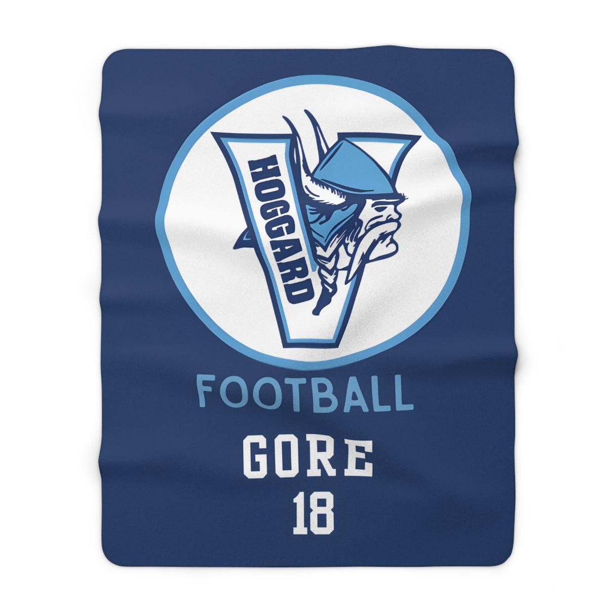 Hoggard Vikings Football Sherpa Blanket — Custom Name + Team Number