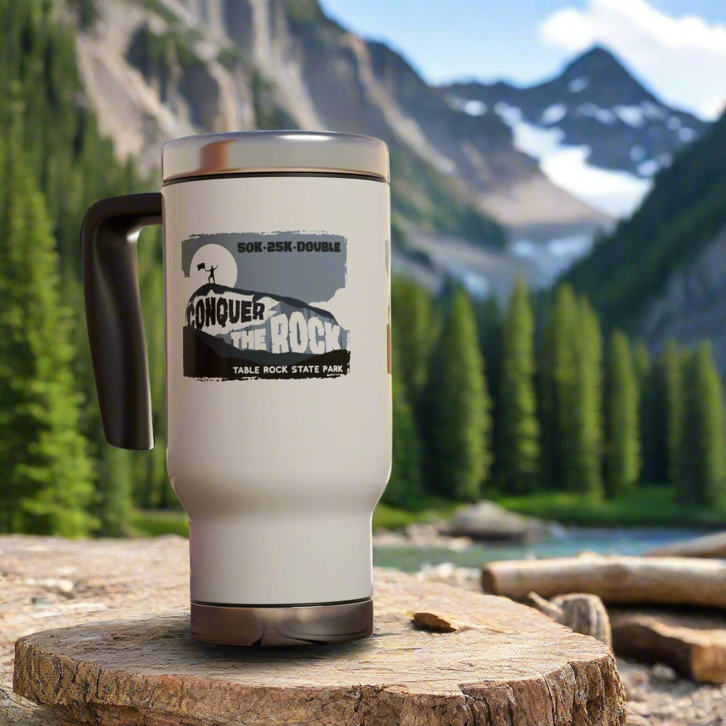 Conquer the Rock Stainless Steel Travel Mug - 14 oz with Handle