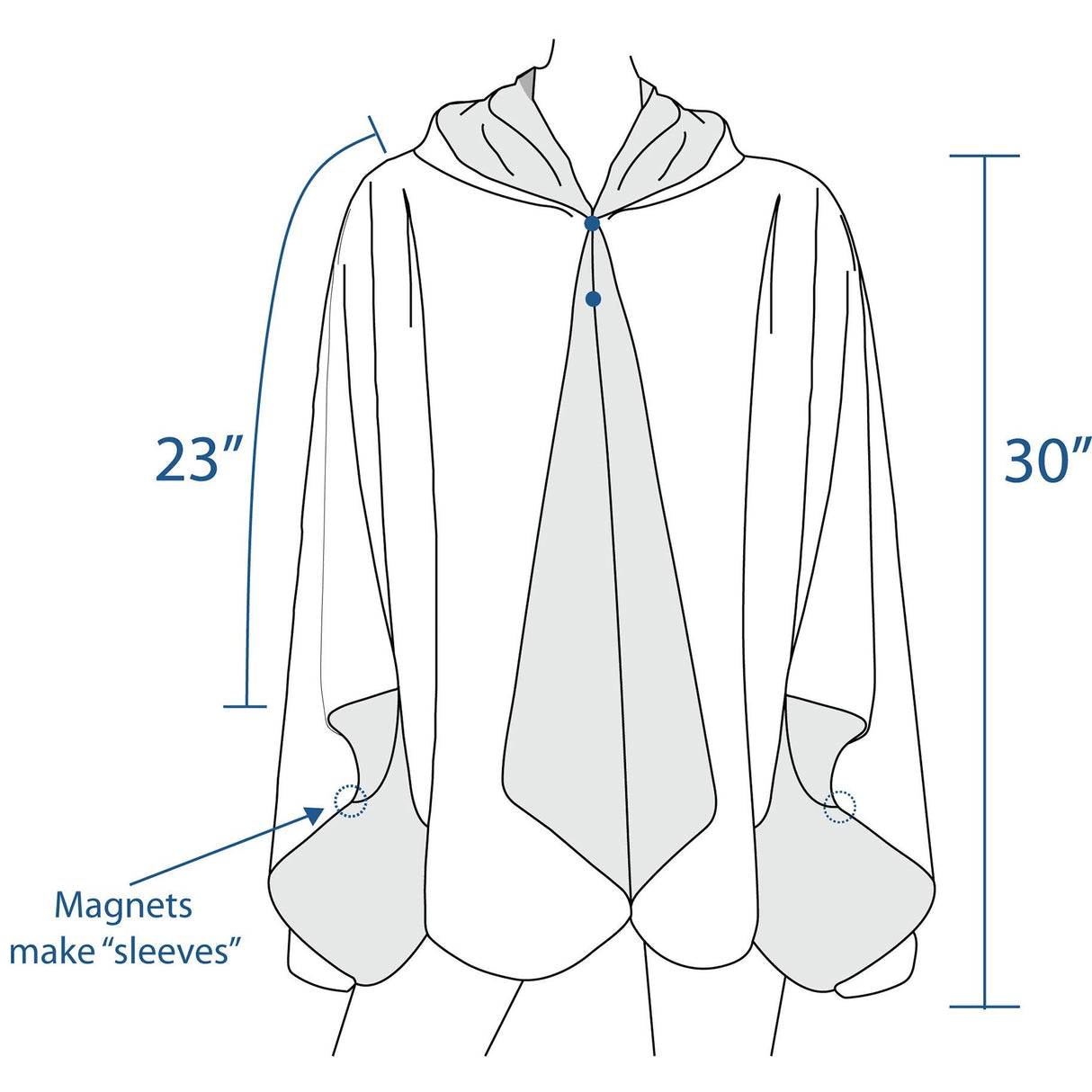 Black & Pewter Rainproof Hooded Rain Cape – Lightweight Women's Rain Wrap