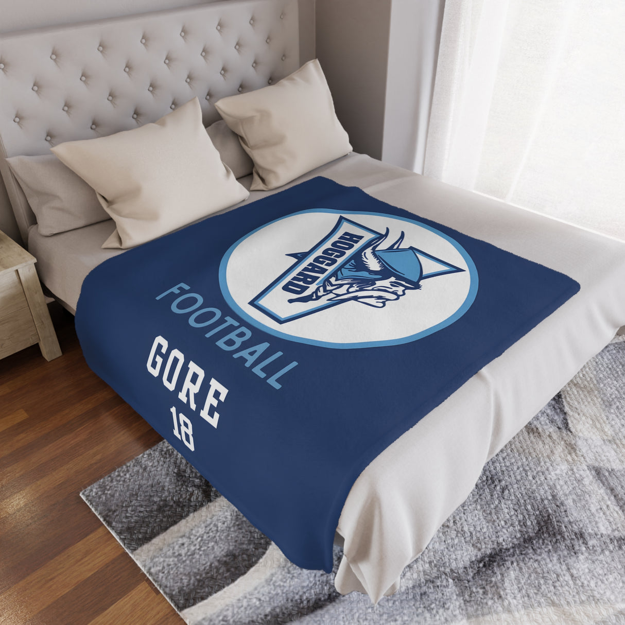 Hoggard Vikings Football Minky Blanket — Custom Name + Team Number