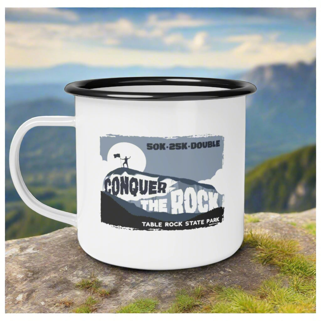 Conquer the Rock Enamel Camping Mug - 12 oz