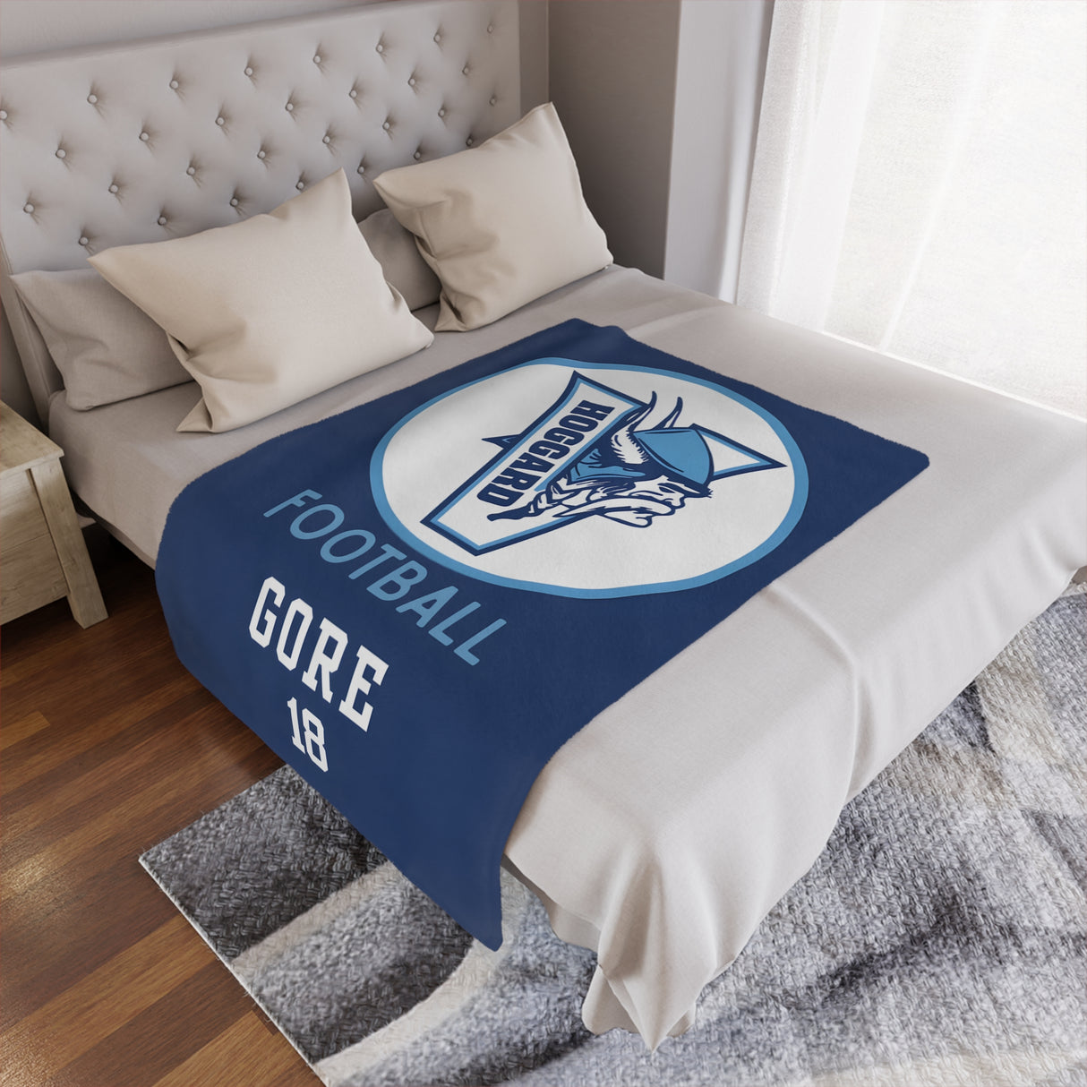 Hoggard Vikings Football Minky Blanket — Custom Name + Team Number