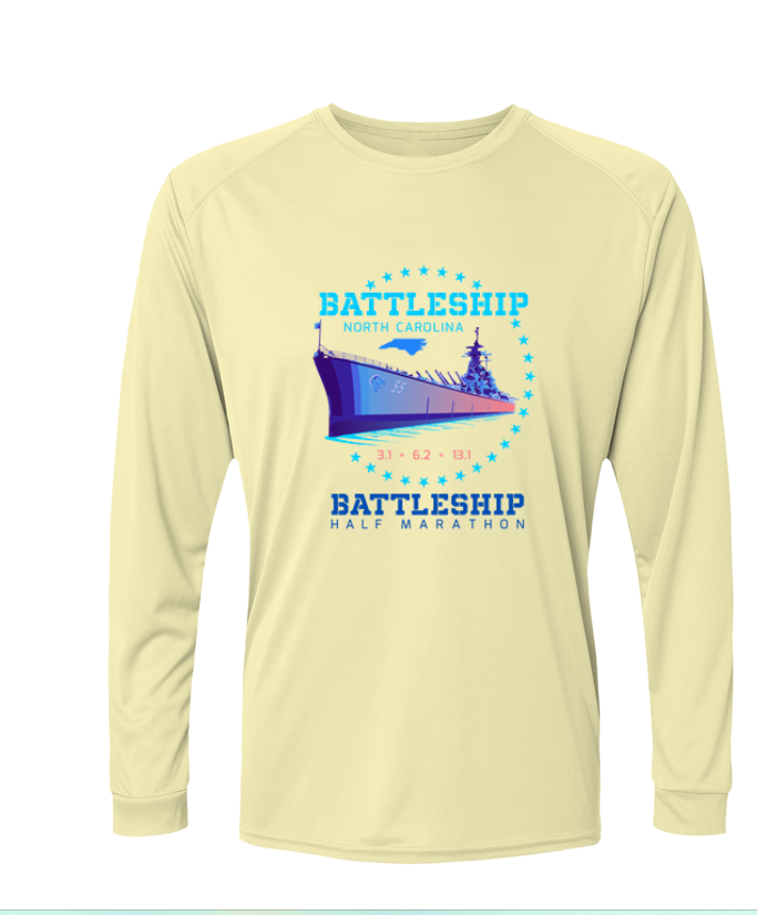 Battleship Half Marathon Islander L/S Performance Tee w/ UPF 50+