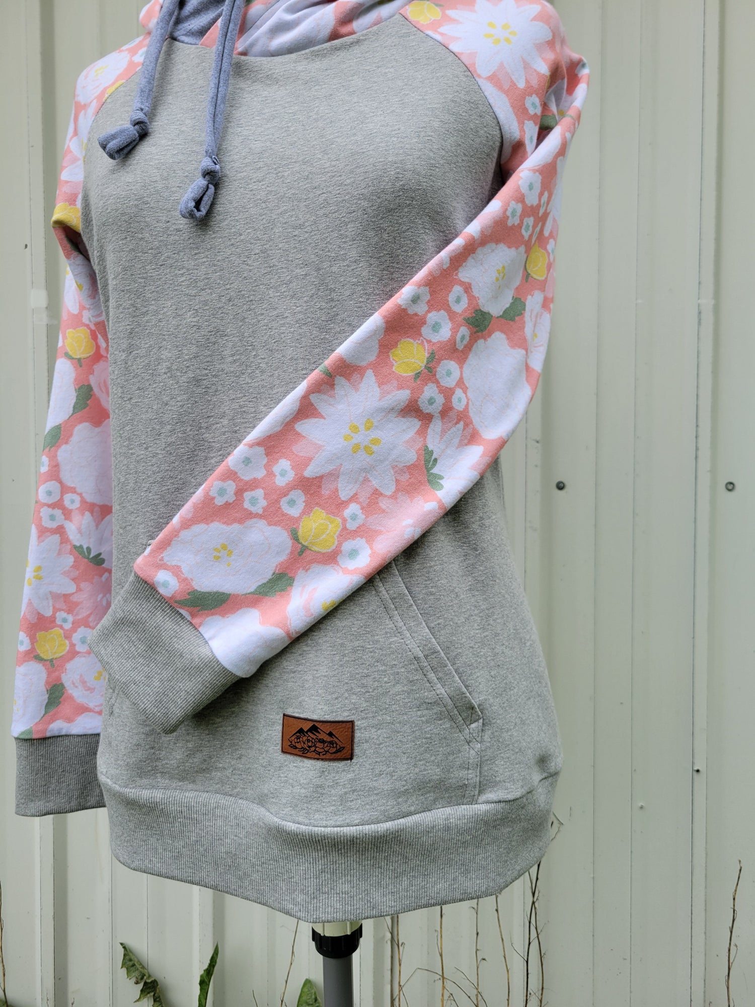 Women's Peach Gray Double Hoodie
