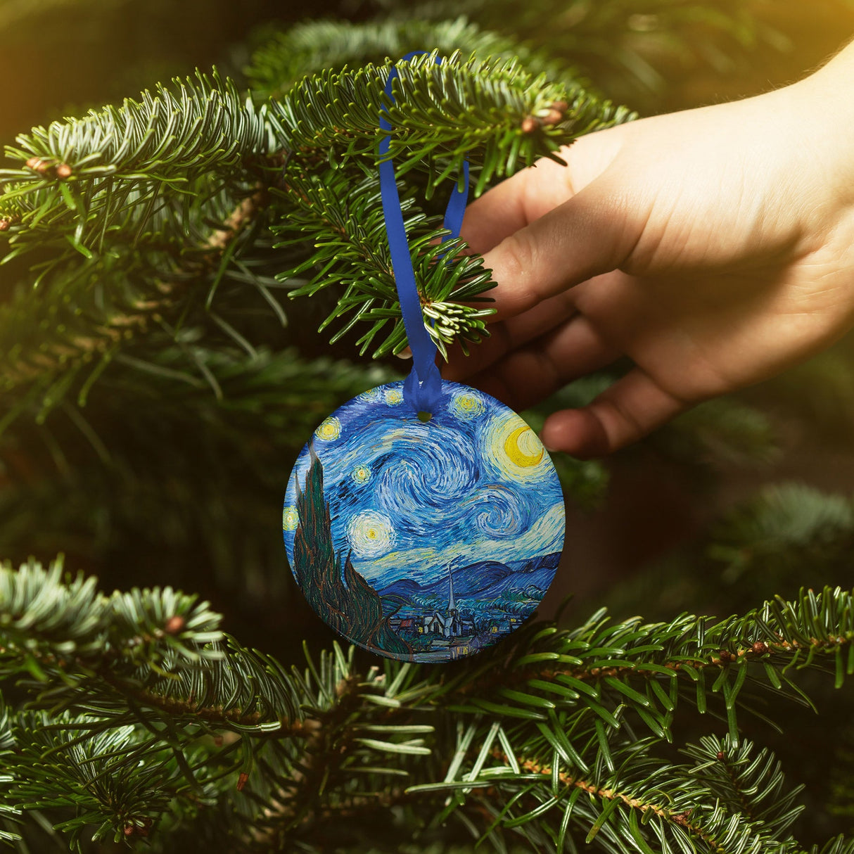 van Gogh Starry Night Porcelain Keepsake Ornament – Flat Ceramic, Gift-Ready