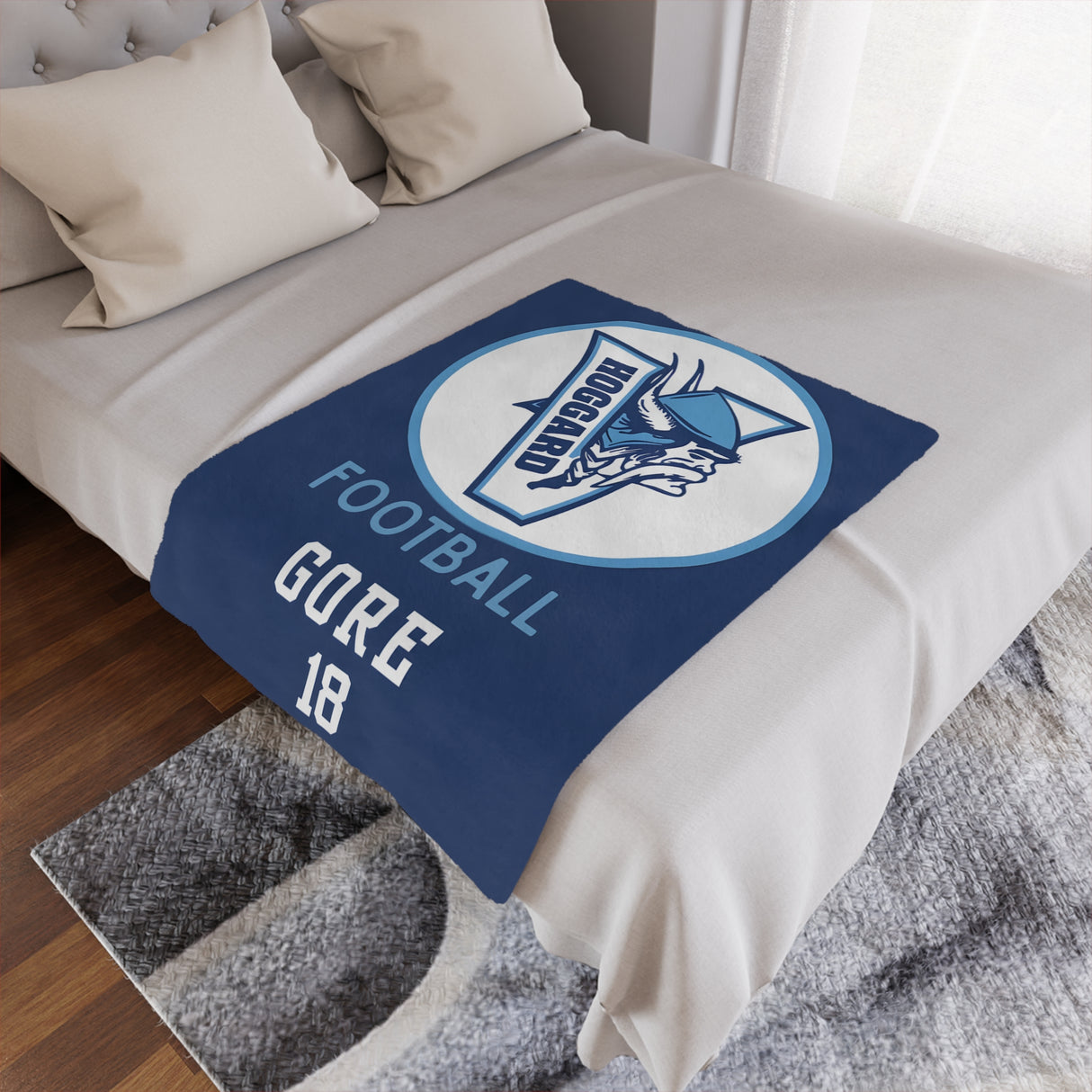 Hoggard Vikings Football Minky Blanket — Custom Name + Team Number