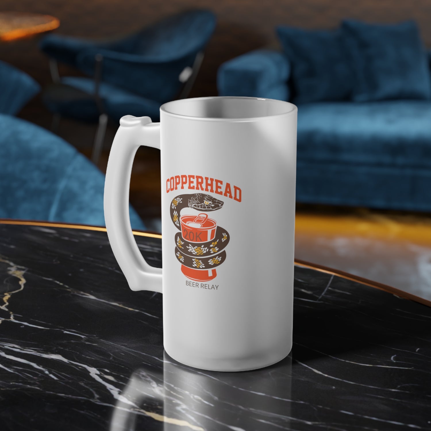 Copperhead Beer Relay Frosted Glass Beer Mug - 16 oz