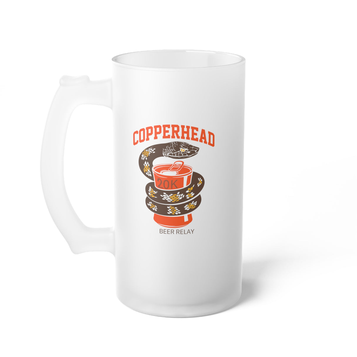 Copperhead Beer Relay Frosted Glass Beer Mug - 16 oz