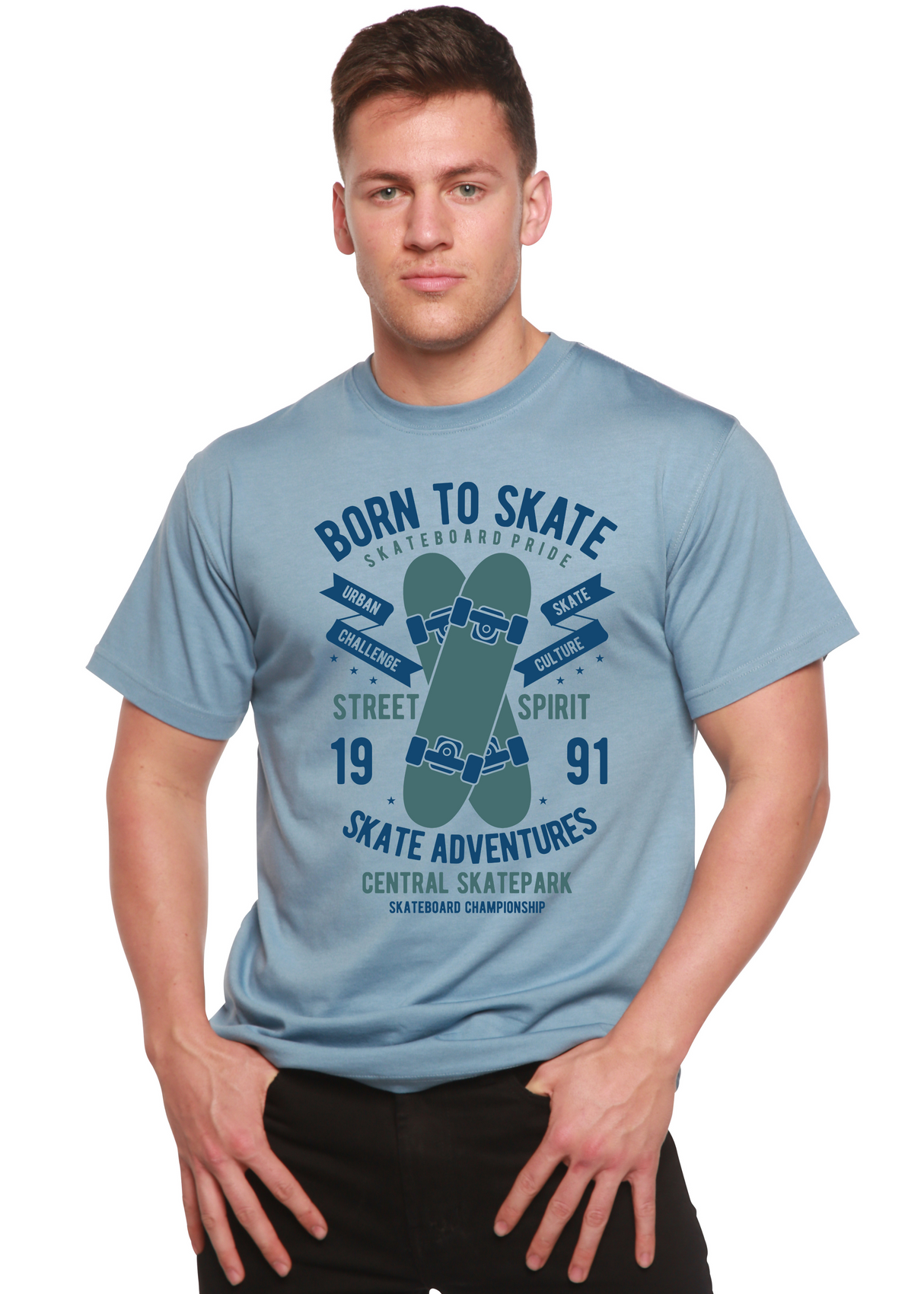 Born To Skate Men's Bamboo Viscose/Organic Cotton Short Sleeve Graphic T-Shirt