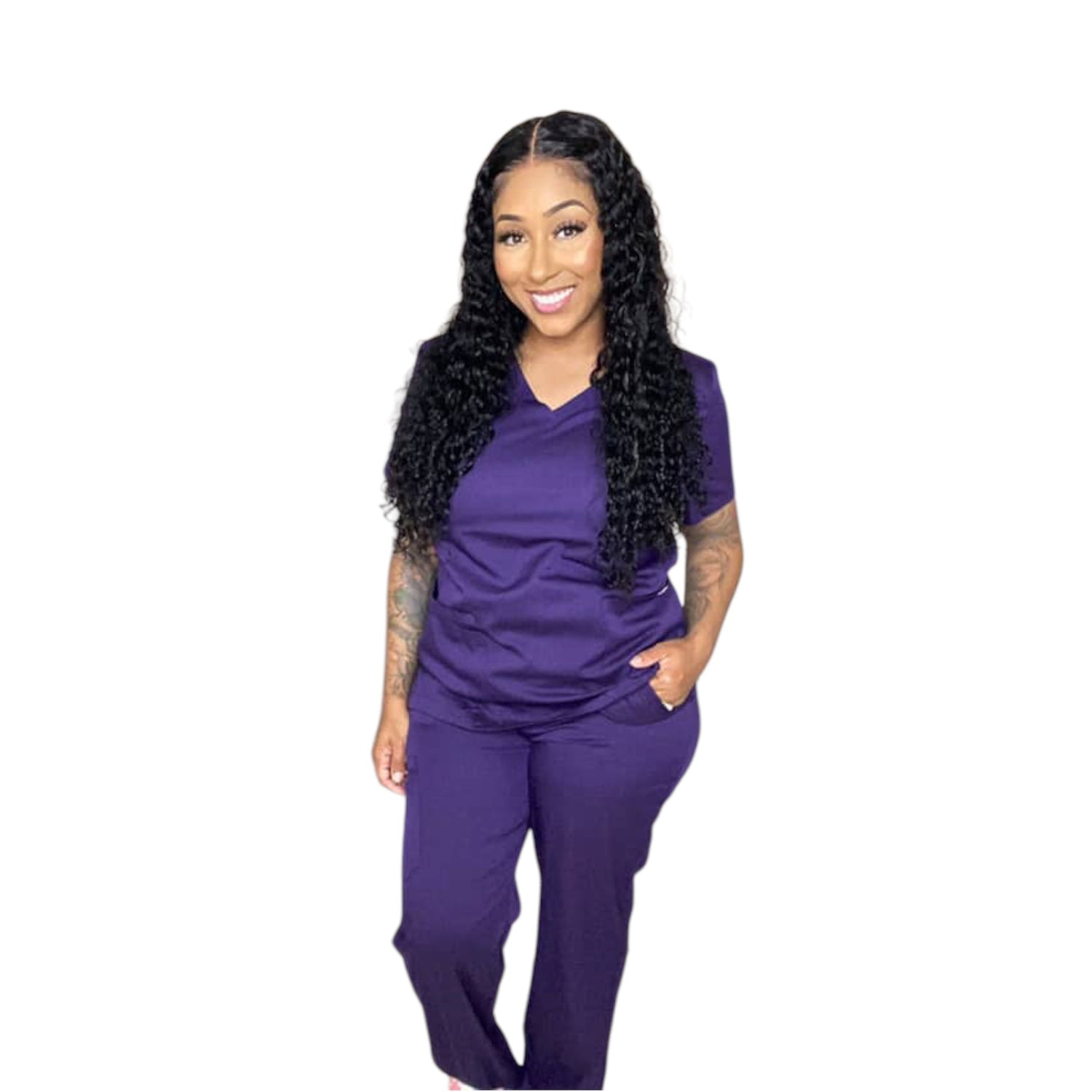 MJ V-Neck Holder Scrub Top (Unisex)