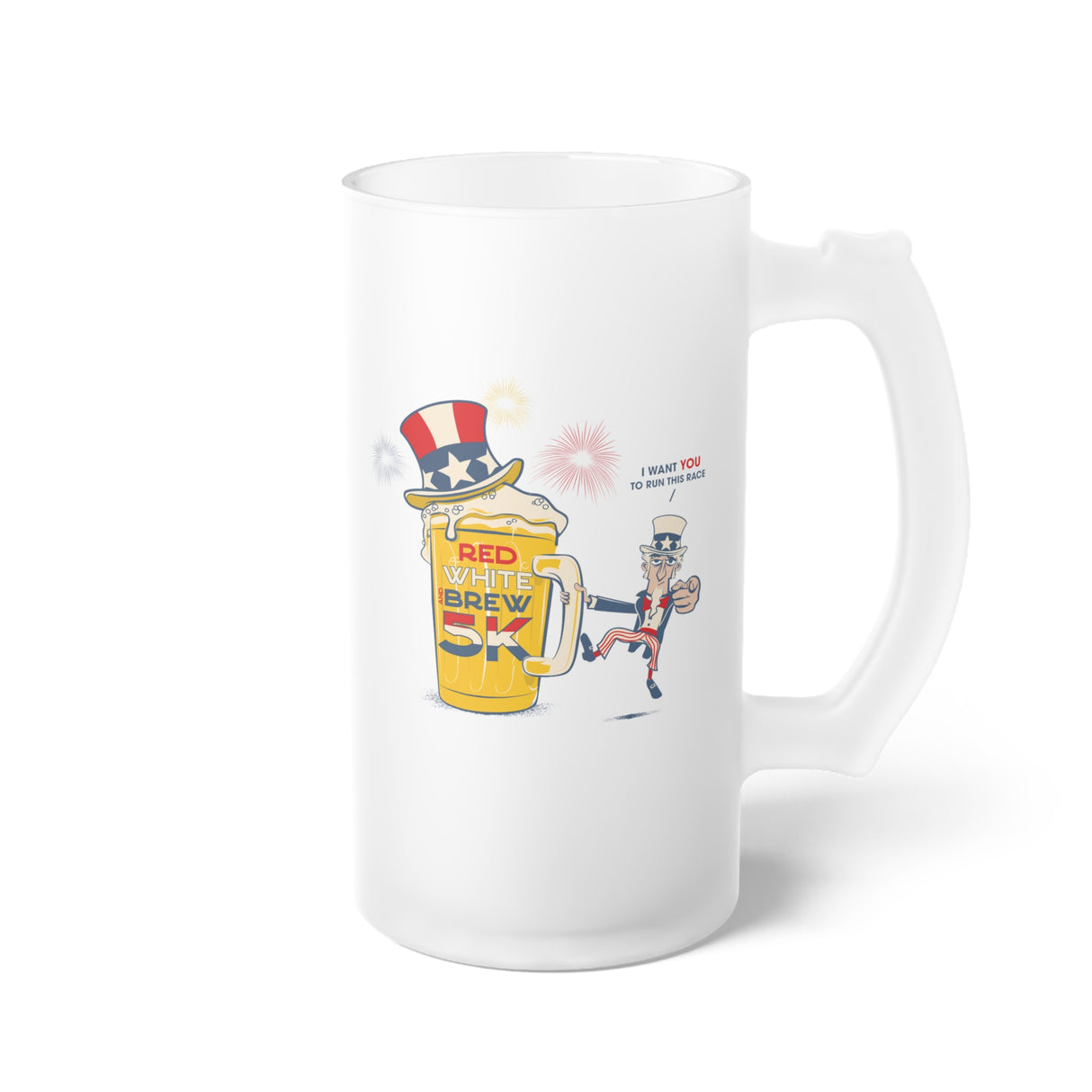 Red White & Brew 5K Frosted Glass Beer Mug - 16 oz