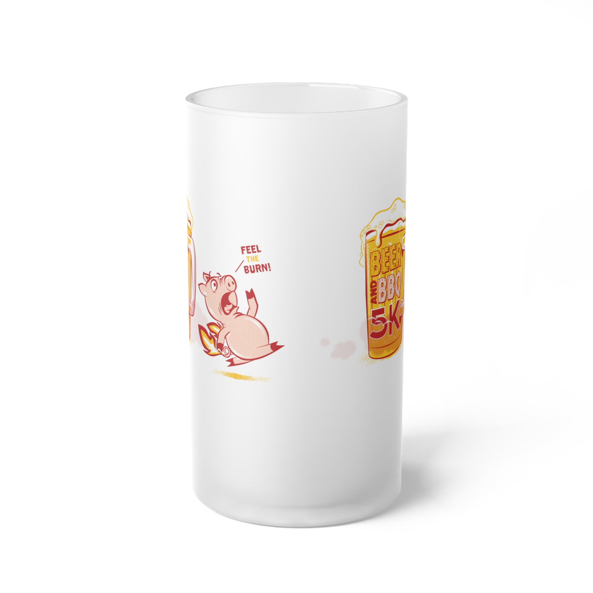 Beer and BBQ 5K Frosted Glass Beer Mug - 16 oz