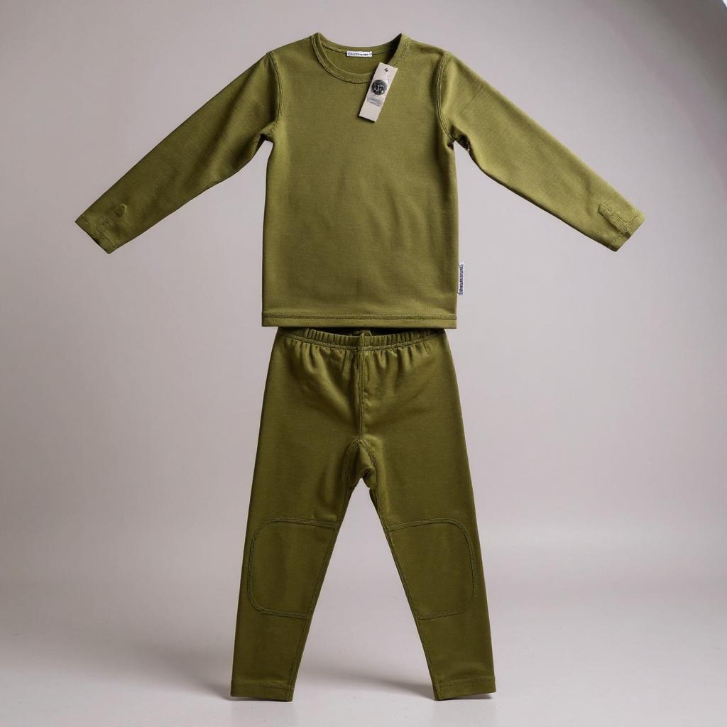 Premium Kids 100% Merino Wool Baselayer - Ultra-Soft thermal Underlayer - Sage