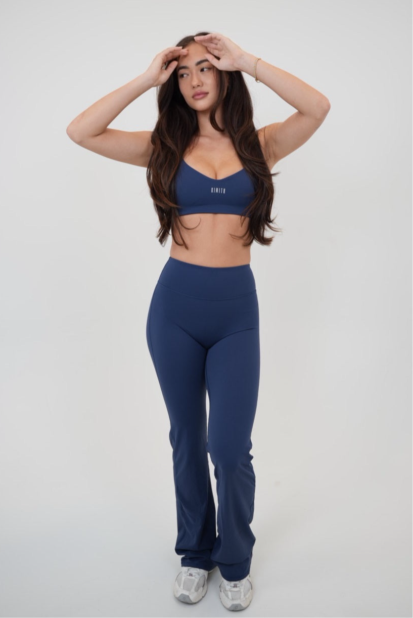 I Live in Luxury Navy Blue Sports Bra