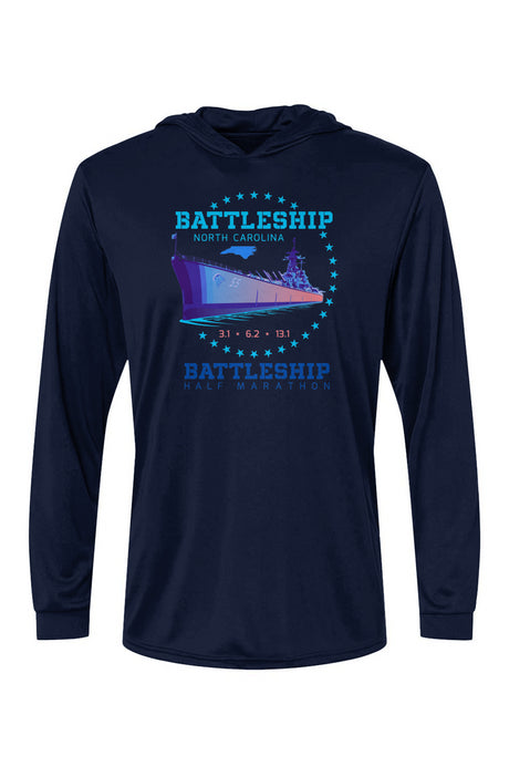 Battleship Half Marathon Bahama Hooded L/S Performance Tee w/ UPF 50+