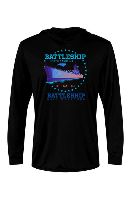 Battleship Half Marathon Bahama Hooded L/S Performance Tee w/ UPF 50+