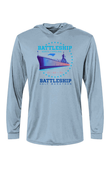 Battleship Half Marathon Bahama Hooded L/S Performance Tee w/ UPF 50+