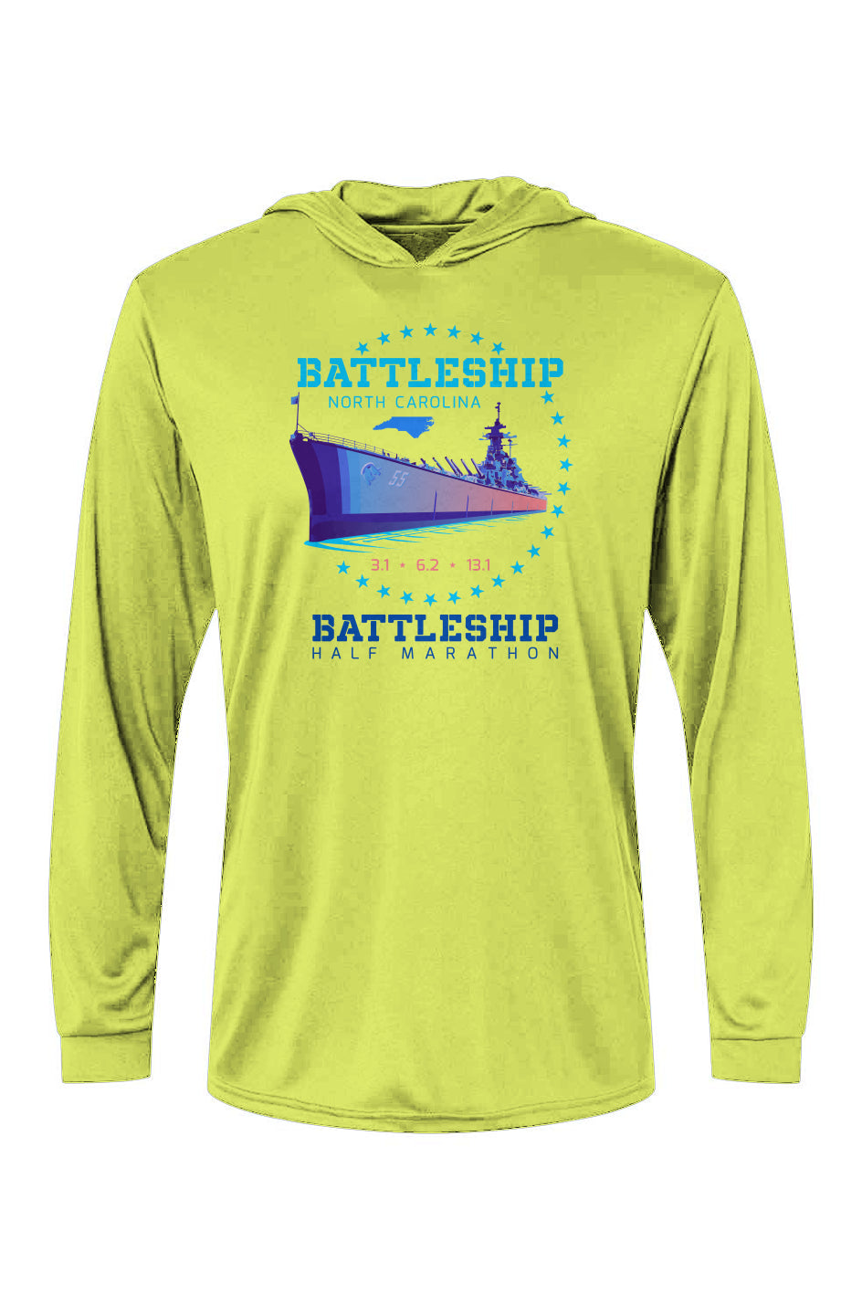 Battleship Half Marathon Bahama Hooded L/S Performance Tee w/ UPF 50+