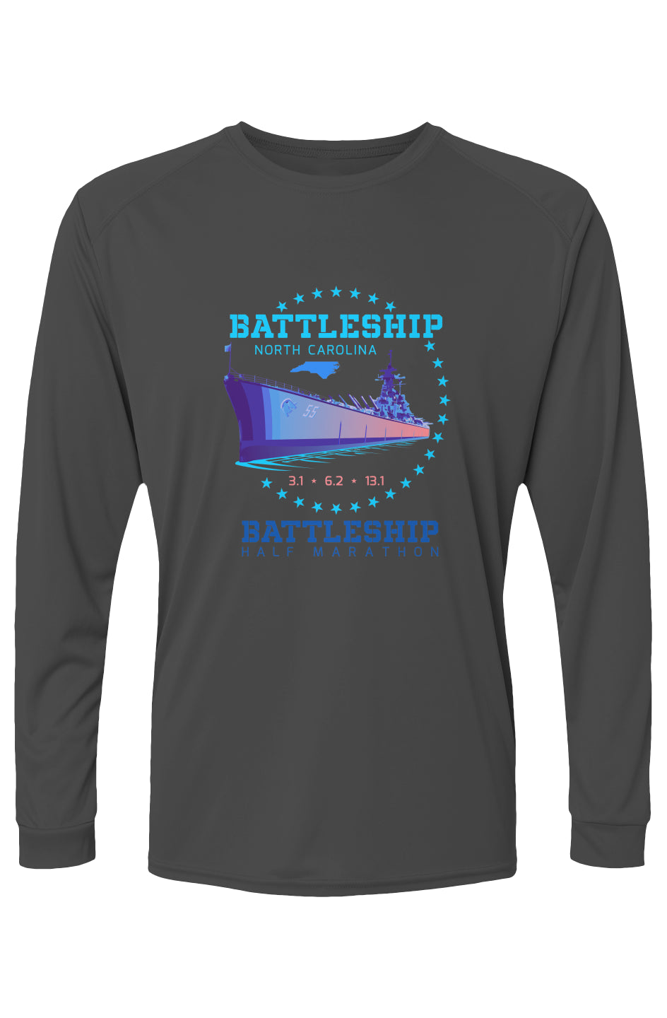 Battleship Half Marathon Islander L/S Performance Tee w/ UPF 50+