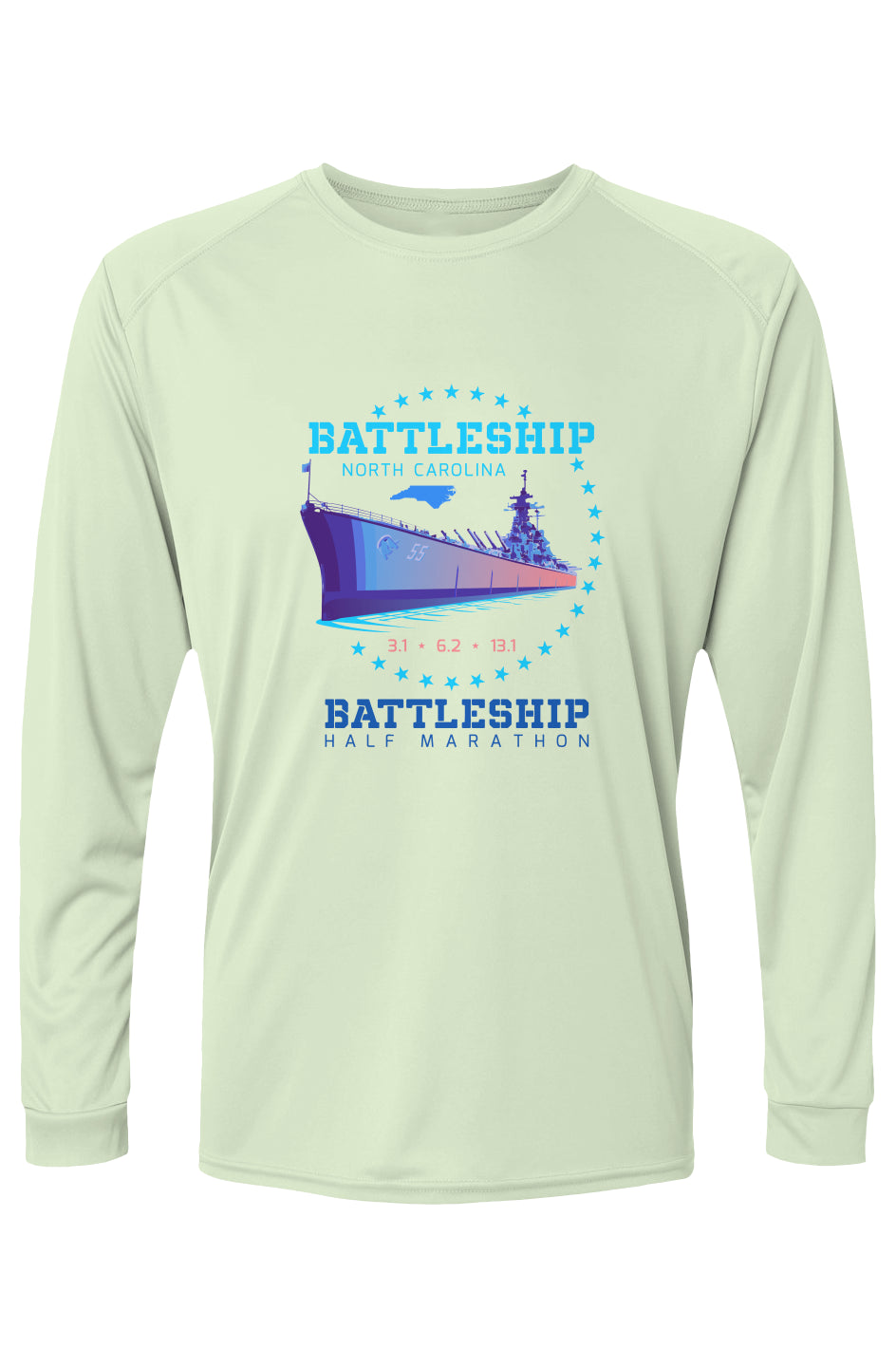 Battleship Half Marathon Islander L/S Performance Tee w/ UPF 50+