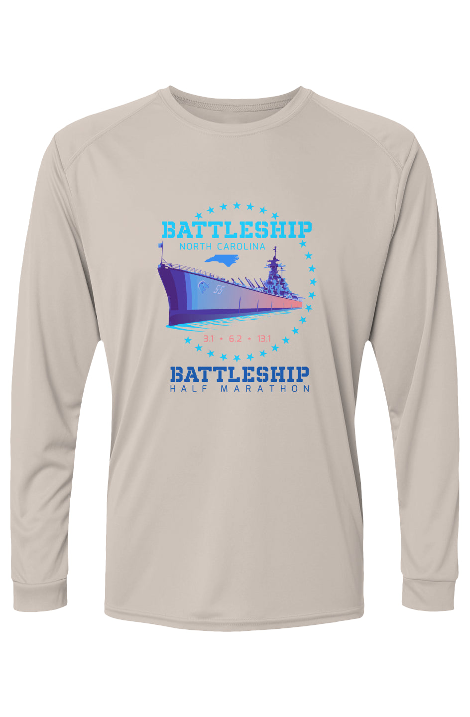 Battleship Half Marathon Islander L/S Performance Tee w/ UPF 50+
