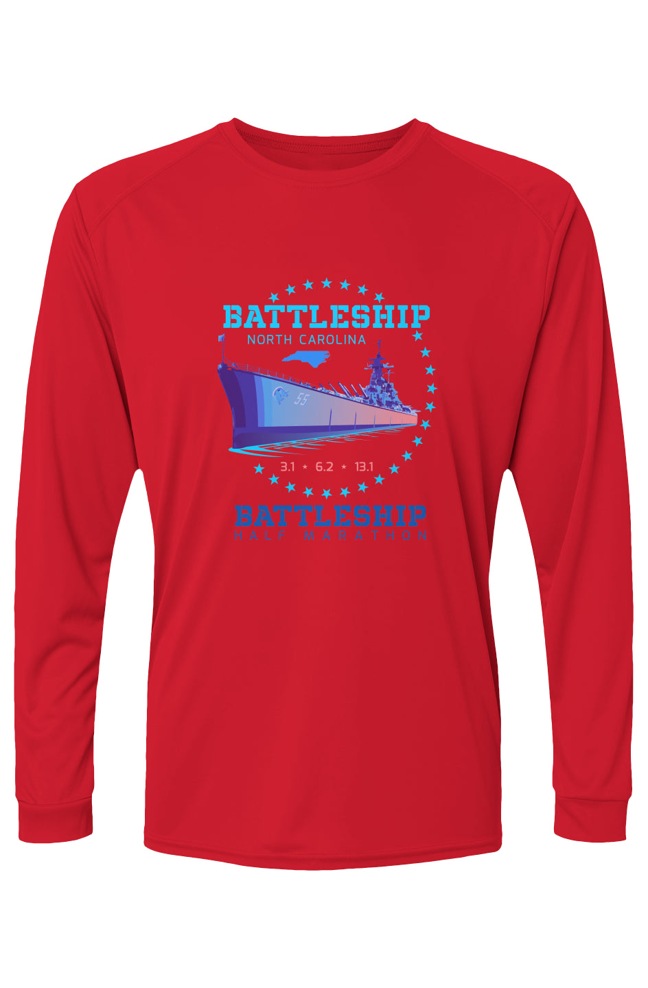 Battleship Half Marathon Islander L/S Performance Tee w/ UPF 50+