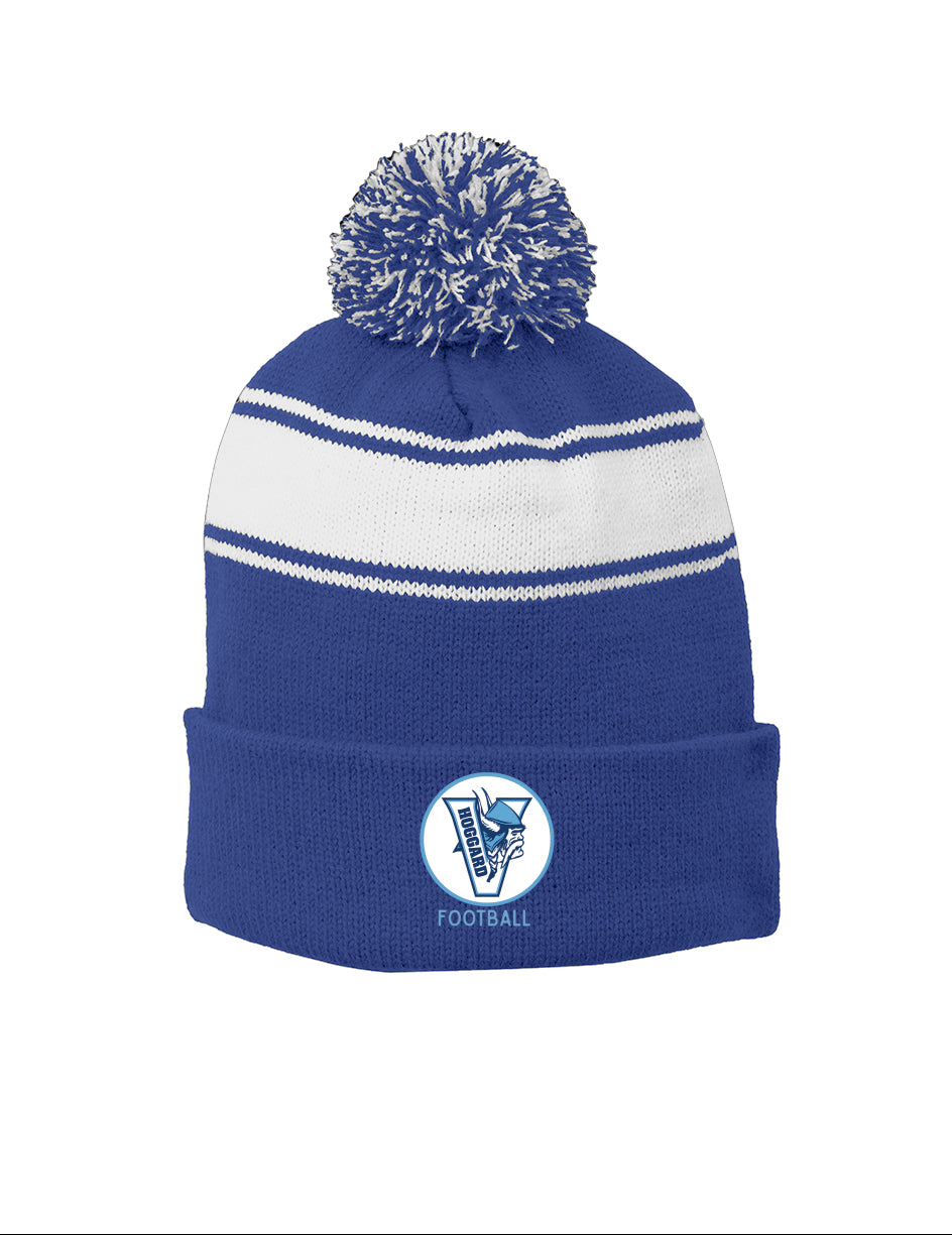Hoggard Vikings Football Stripe Pom Beanie
