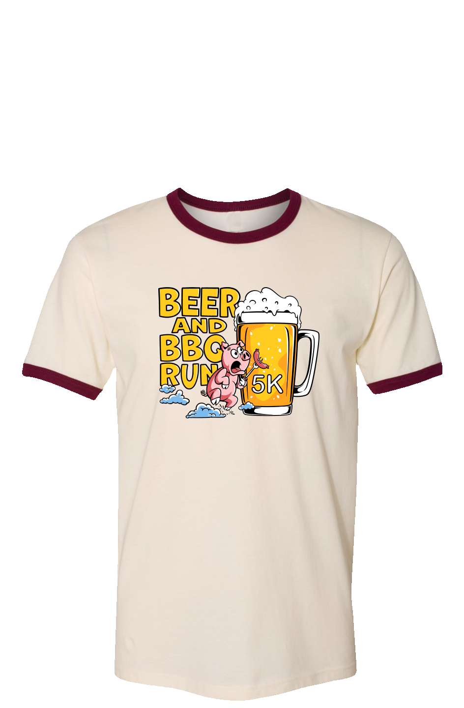 Beer and BBQ 5K Run Ringer Tee