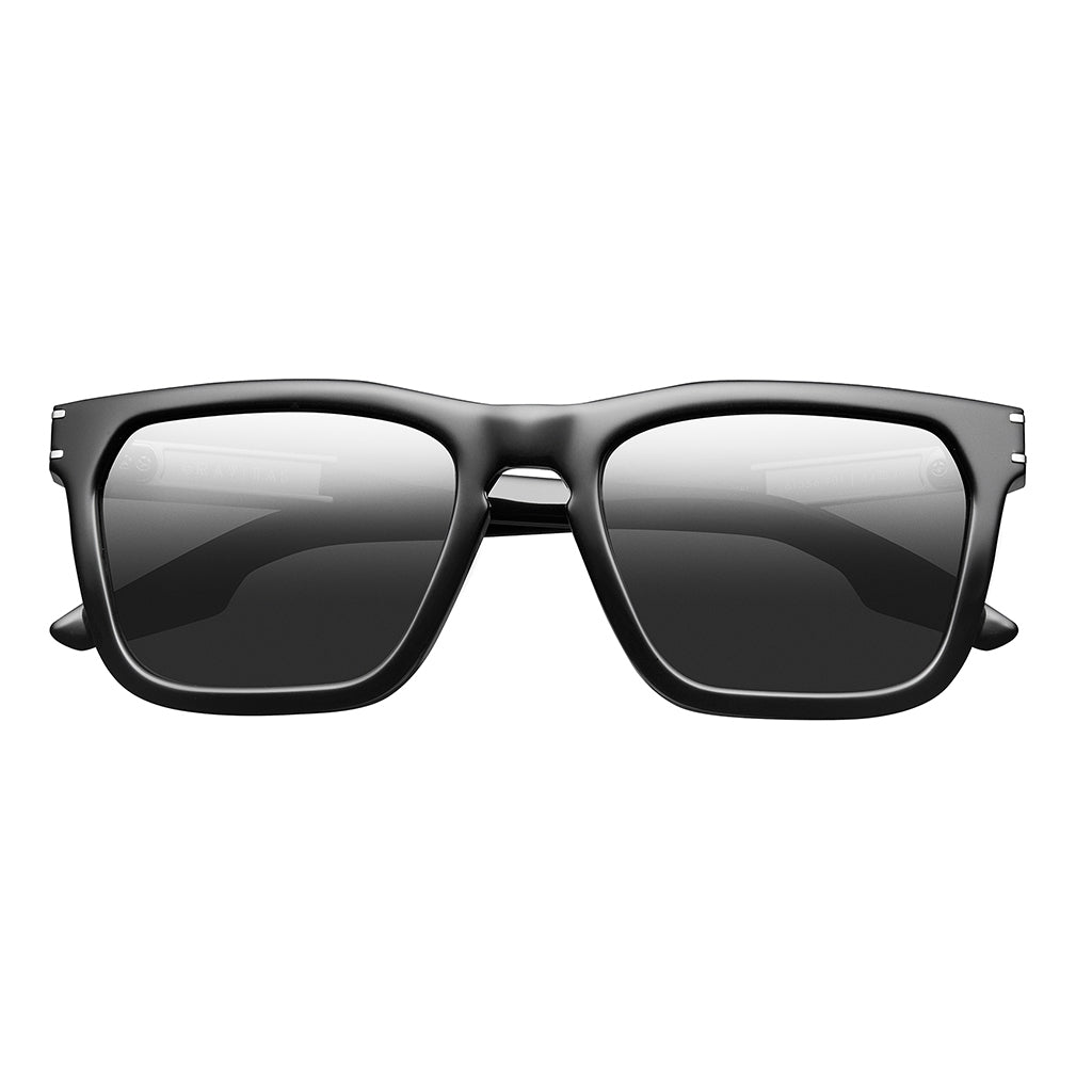 Gravitas: Polished Black - Brushed Aluminum / Grey AR Lens