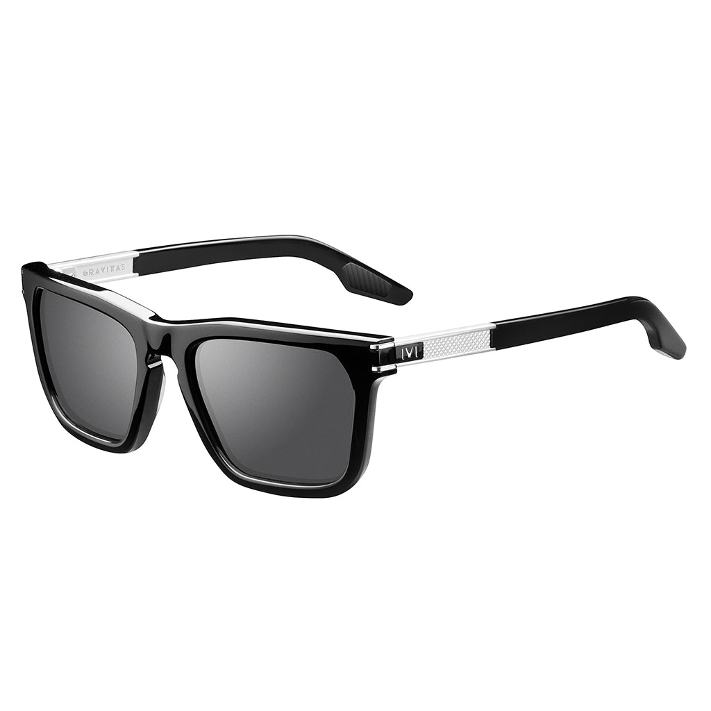 Gravitas: Polished Black - Brushed Aluminum / Grey AR Lens