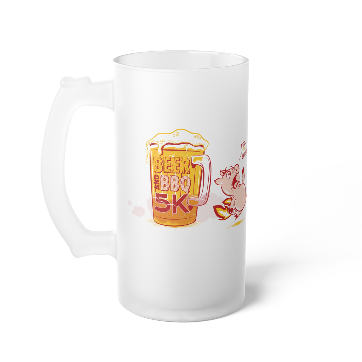 Beer and BBQ 5K Frosted Glass Beer Mug - 16 oz